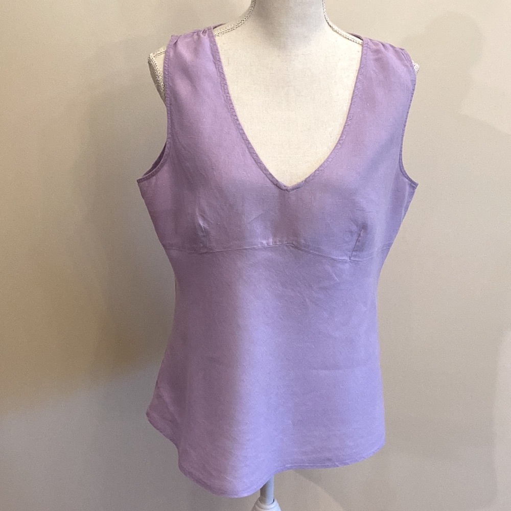 Lavender Linen V Neck top by Conbipel Niama Size XL